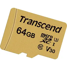 Карта пам'яті Transcend microSDXC 500S 64GB UHS-I U3 Class 10 + SD-adapter [TS64GUSD500S] [100874] - мініатюра 3