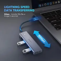 Перетворювач хаб Ugreen CM219 4-Port USB 3.0 Hub + живлення через Micro-USB (50985) - мініатюра 4