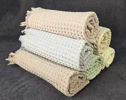 Набір рушників для обличчя з льону 6 шт. 50х90 см L&M Home Textiles XT-517-144 вафельні рушники пастельні кольори в наборі - мініатюра 3