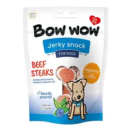 Ласощі для собак Bow wow снеки з яловичини у вигляді стейків, 80 г