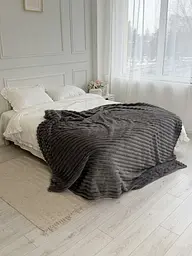 Плед Dushka Home Шарпей Смужка 4 см 21778 150х200 см темно-сірий