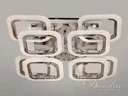 Люстра стельова LED Diasha HAS8060/4+4HR, 110W, 3200K-6500K, хром, хай-тек стиль, з пультом, диммером, підсвіткою - мініатюра 3
