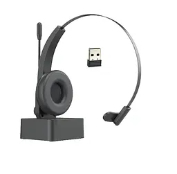 Бездротова Bluetooth-гарнітура Opptel BH63S з поворотним мікрофоном та USB-ресивером 2.4G (Чорний) - мініатюра 3