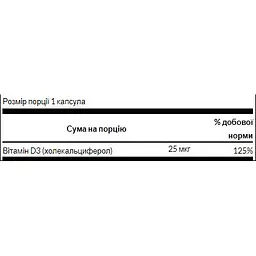 Витамин D Swanson Vitamin D3 High Potency 1000IU 25 мкг 60 капсул - мініатюра 2