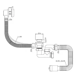 Сифон для ванни Santehplast SVD-05 FLAT steamer - автомат 1 1/2" з переливом 30412 - мініатюра 3