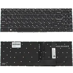 Клавіатура для ноутбука MSI (GF66, GF76) rus, black, без кадру, підсвічування клавіш (RGB) (ОРИГІНАЛ)