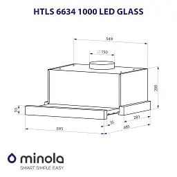 Витяжка телескопічна Minola HTLS 6634 BLF 1000 LED GLASS - мініатюра 11