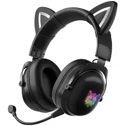 Бездротові навушники Onikuma B100 Bluetooth Gaming LED з кото вушками чорні - мініатюра 3