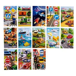 Настільна розвиваюча гра Лото транспорт Ubumblebees (ПСФ082) PSF082 52 фігурні фішки - мініатюра 2