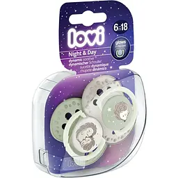 Пустушка LOVI Night&Day Girl Hedgehog силіконова динамічна 6-18 міс. 2 шт. (22/930) - мініатюра 5