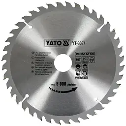 Диск пиляльний победітовий по дереву YATO 210х30x3.2x2.2 мм (YT-6067)