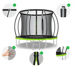 Батут із внутрішньою сіткою Zipro Jump Pro Premium 8 футів 252 см чорно-зелений (5902659843180) - мініатюра 5