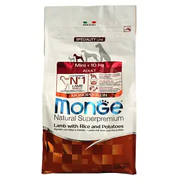 Сухий корм Monge Dog Mini Adult, для дорослих собак маленьких порід, ягня, рис та картопля, 2,5 кг - мініатюра 2