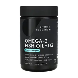 Омега-3 риб'ячий жир Sport Research Alaska Omega + D3 1250 мг 120 софтгелів