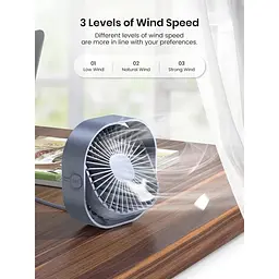 Портативний міні-вентилятор Topk K50 USB charging 360° rotating Gray - мініатюра 5