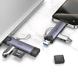 Кардрідер Hoco HB56 Victory USB/Type-C 3-in-1 card reader Black - мініатюра 3