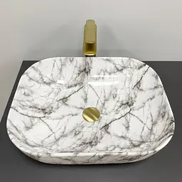 Умивальник VBI Bergamo black stains glossy накладний VBI-012503, Мрамор - мініатюра 2