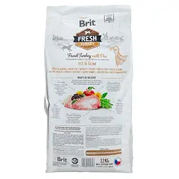 Сухий корм Brit Fresh для дорослих собак, із зайвою вагою, з індичкою та горохом, 12 кг - мініатюра 3