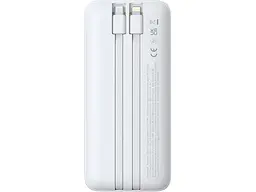 Зовнішній акумулятор (Power Bank) BASEUS Lipow Built-In Lightning/USB-C 20000mAh White (P10079102213-00) - мініатюра 3