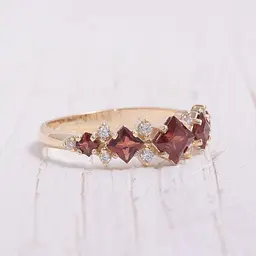 Каблучка з червоного золота з гранатами 18 K-0233 - мініатюра 3