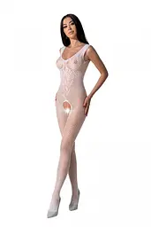 Бодистокінг з крильцями Passion BS098, One Size, білий, сітка середньої зернистості, з відкритим доступом