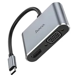 Usb-C Хаб адаптер розгалужувач Hoco HB30 to HDMI VGA Usb PD - мініатюра 2