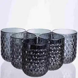 Набір склянок Yiwu Geometric HP-19-264, 6 штук по 250 мл, прозоре скло, для води та напоїв
