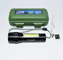 Компактний потужний акумуляторний Чорний LED ліхтарик USB COP BL-511 158000 W (IS33) - мініатюра 7