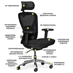 Крісло Mealux Q1 Air Fabric Black (арт HF-Q1 F/B) - мініатюра 2