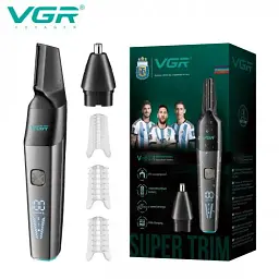 Акумуляторний тример для носа та вух + 2 насадки, VGR V-603 / Машинка для стрижки волосся в носі - мініатюра 2