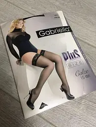 Панчохи Gabriella Calze Lycra 15 den plus size з мереживом, самоутримуючі, чорні, 5/6 Gabriella 58992 90101 - мініатюра 2
