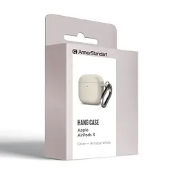 Силіконовий чохол для навушників Apple AirPods 3, Hang Case, бежевий, ультратонкий захисний кейс товщиною 2 мм, захист від подряпин, пилу та ударів, компактний, з карабіном для кріплення, ArmorStandart (ARM60307) - мініатюра 8