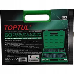 Професійний набір біт TORX, HEX, SPLINE, RIBE, SQ 60 од. TOPTUL GCAI6003 - мініатюра 7