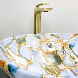 Умивальник VBI Parma marble blue glossy накладний VBI-011016, Цветной - мініатюра 5