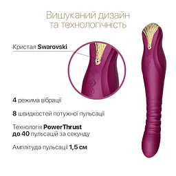 Смартвібратор-пульсатор Zalo - King Velvet Purple, кристал Swarovski - мініатюра 5