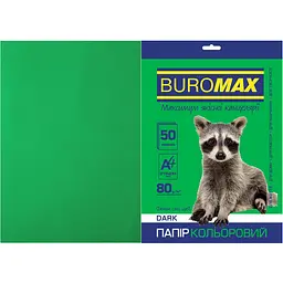 Уцінка. Папір кольоровий Buromax Dark А4 50 аркушів темно-зелений (BM.2721450-04)