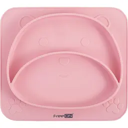 Силіконова тарілка дитяча FreeOn Bear, рожева