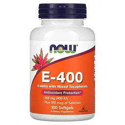 Вітаміни та мінерали NOW Vitamin E-400 Plus Selenium, 100 капсул