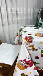 Водовідштовхувальна Скатертина з принтом Санта Клаус 170х120 см Білий - мініатюра 3
