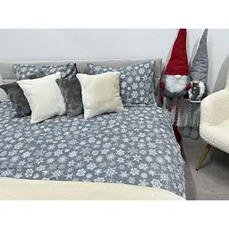 Комплект постільної білизни Ecotton двоспальний 15501 Сніжинка на сiрому (24263) - мініатюра 3