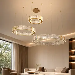 Світлодіодна люстра підвісна Artlight 510578/30+50+70GD з трьома кільцями, 103 Вт, золото