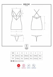 Сатиновий комплект для сну з мереживом Obsessive 828-CHE-1 chemise & thong чорний сорочка стор L/XL - мініатюра 7