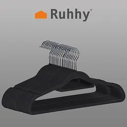 Набір вішалок для одягу Ruhhy 22536 (20 шт.) оксамитові, чорні - мініатюра 2