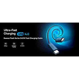 Кабель Baseus Flash Series Ⅱ USB4 Full-Featured Charging Cable Type-C to Type-C 240W 1m P10311803111-00 Black - мініатюра 7