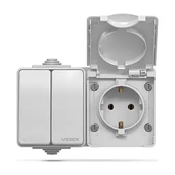 Вимикач Videx BINERA IP65 зовнішня 1ая із заземленням (BINERA IP65 наружная 1ая с заземлением) - мініатюра 2