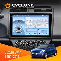 Штатна магнітола Suzuki Swift 2004-2010 Cyclone C10-012 4x64, DSP, 4G Cyclone (НФ-00007762)