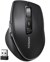 Мишка UGREEN 2.4GHz&BT M751 Ergonomic Contoured-Shape, бездротова, 5000dpi., 5кн., Чорна