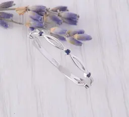 Каблучка з білого золота з сапфірами 17 K-0163