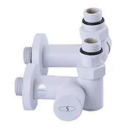 Набір Кран вентильний кутовий з американкою Solomon Lux 1/2″ White 7777 TEN (2шт.) 000020287 - мініатюра 3