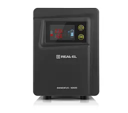 Джерело безперебійного живлення з правильною синусоїдою Real-El Reserve 1000VA 600Вт, LCD, 12V під зовнішній АКБ, заряд 15A - мініатюра 2